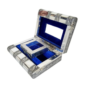 Antique Taj Mahal Designed, Silver Metal Finish, Wooden Handmade Jewelry Box